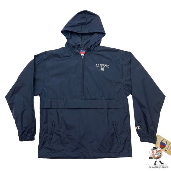 Champion Arizona Wildcats Windbreaker Youth XL Extra Large Hooded Navy 1/2 Zip - Picture 1 of 11